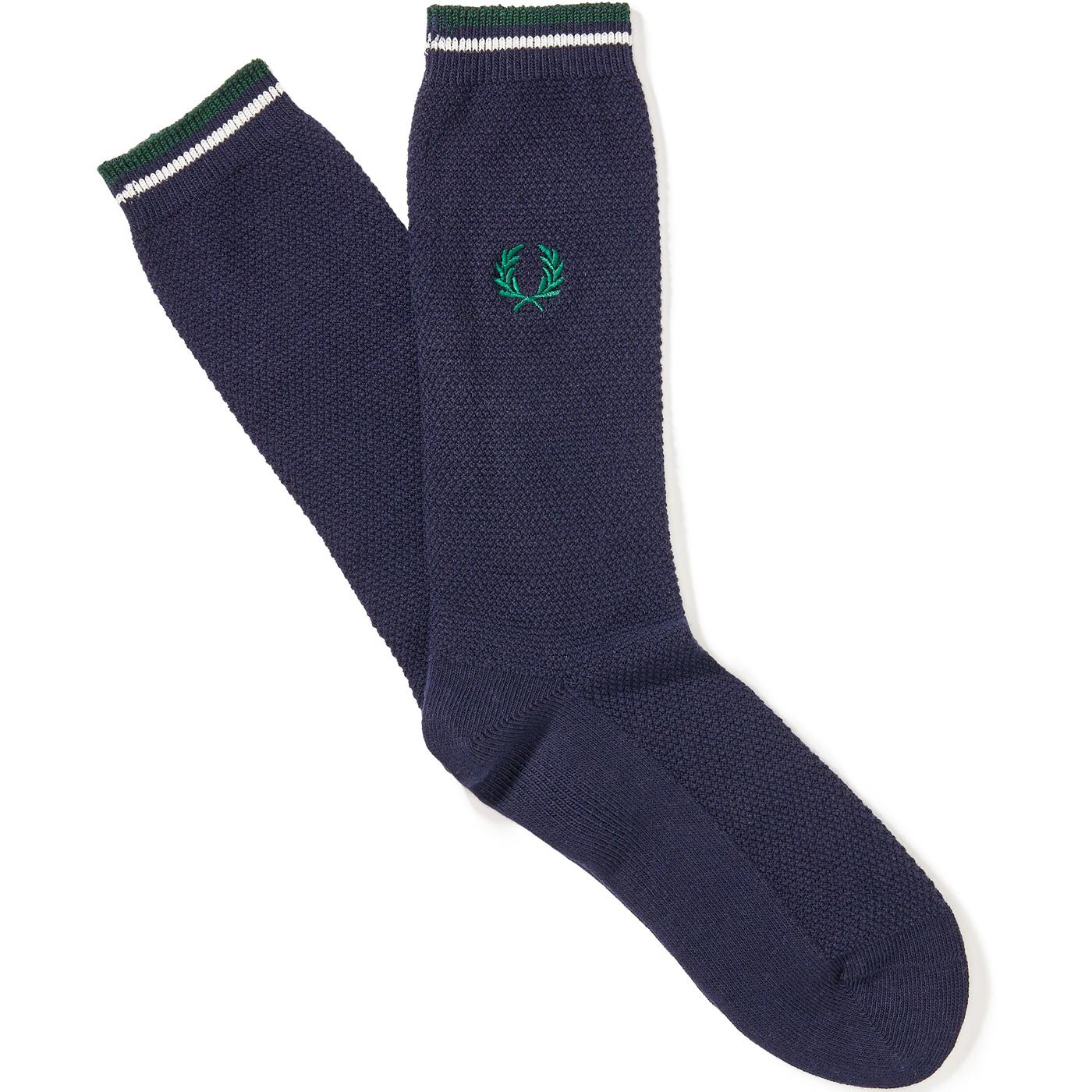 + FRED PERRY Retro Tipped Socks (Navy/Snow White)