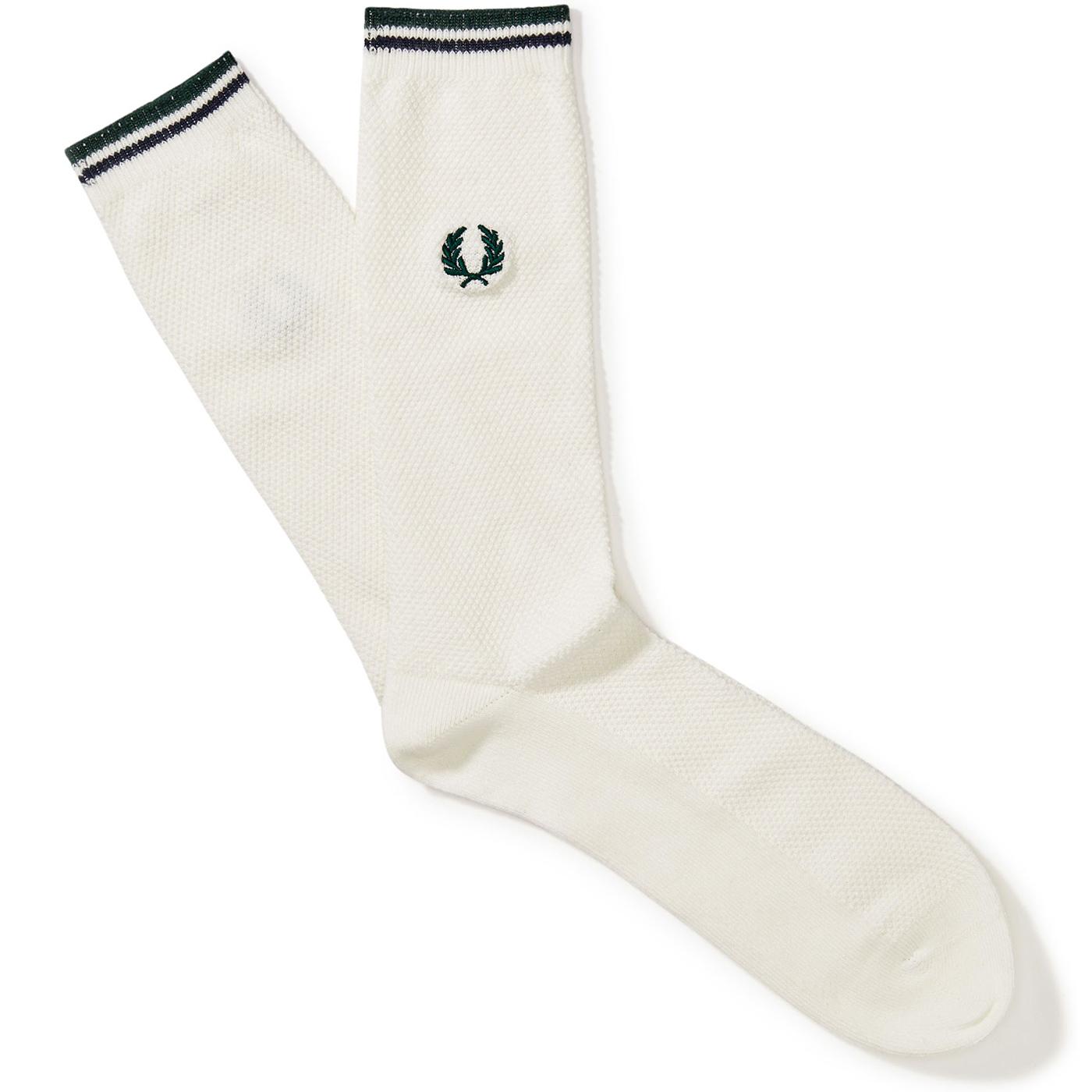 + FRED PERRY Retro Tipped Socks (Snow White/Ivy)