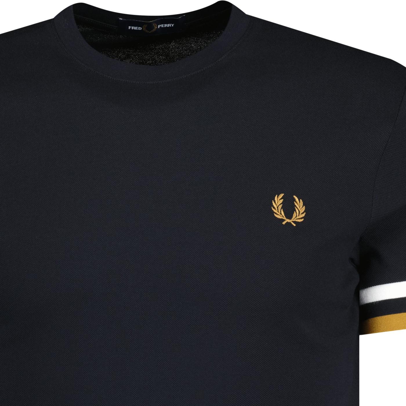 Fred Perry Retro Mod Bold Tipped Pique Tee in Black