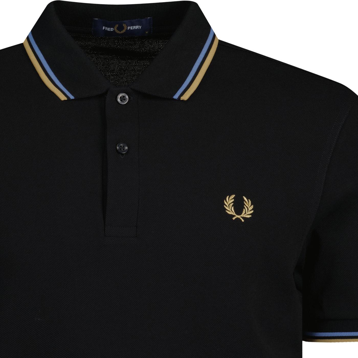 FRED PERRY M3600 Twin Tipped Mod Polo in Black/Sky