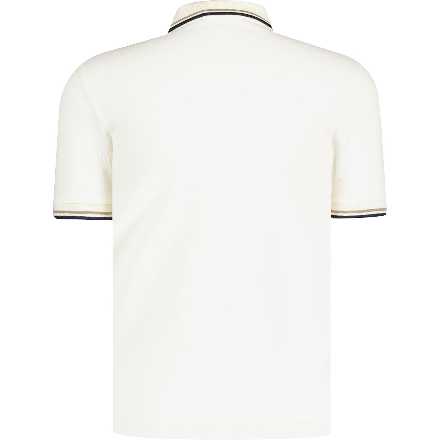 Fred Perry M3600 Mod Twin Tipped Polo Shirt In Ecru Stone Navy 0670