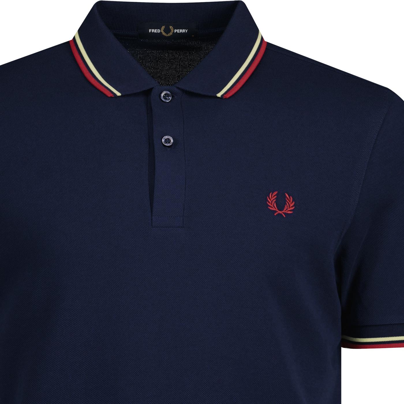 FRED PERRY M3600 Twin Tipped Mod Polo in French Navy