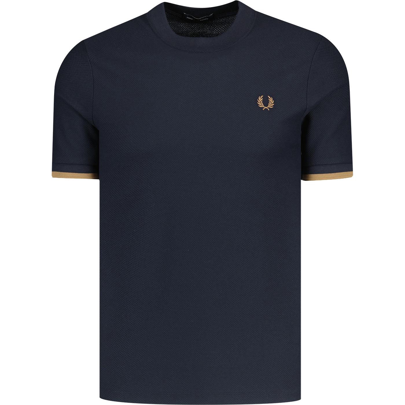 Fred Perry Retro Tipped Cuff Pique T-shirt (Navy)