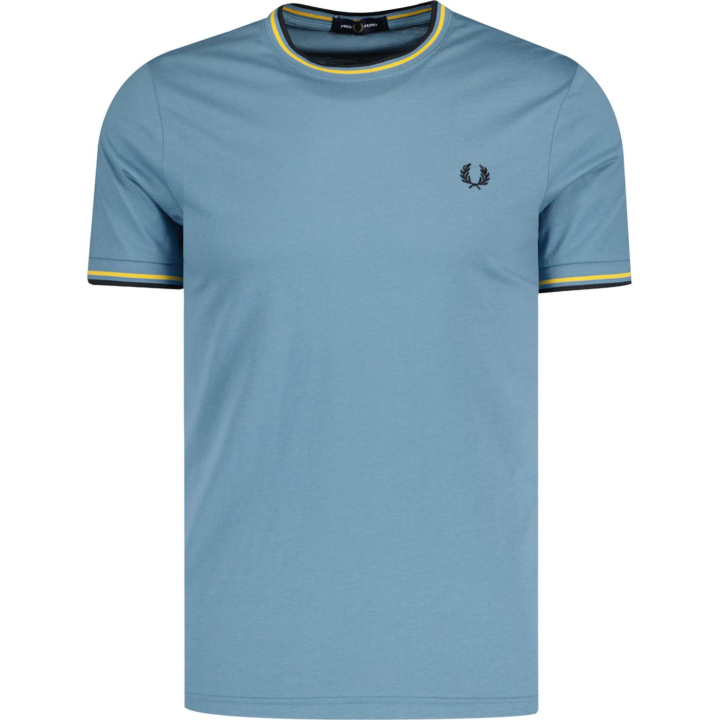 M1588 Fred Perry Mod Twin Tipped T-shirt Ash Blue