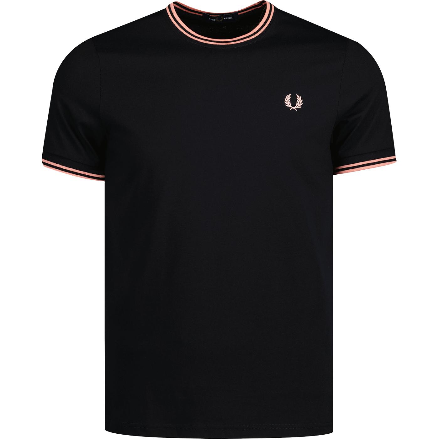 FRED PERRY M1588 Retro Twin Tipped Tee -Black/Pink