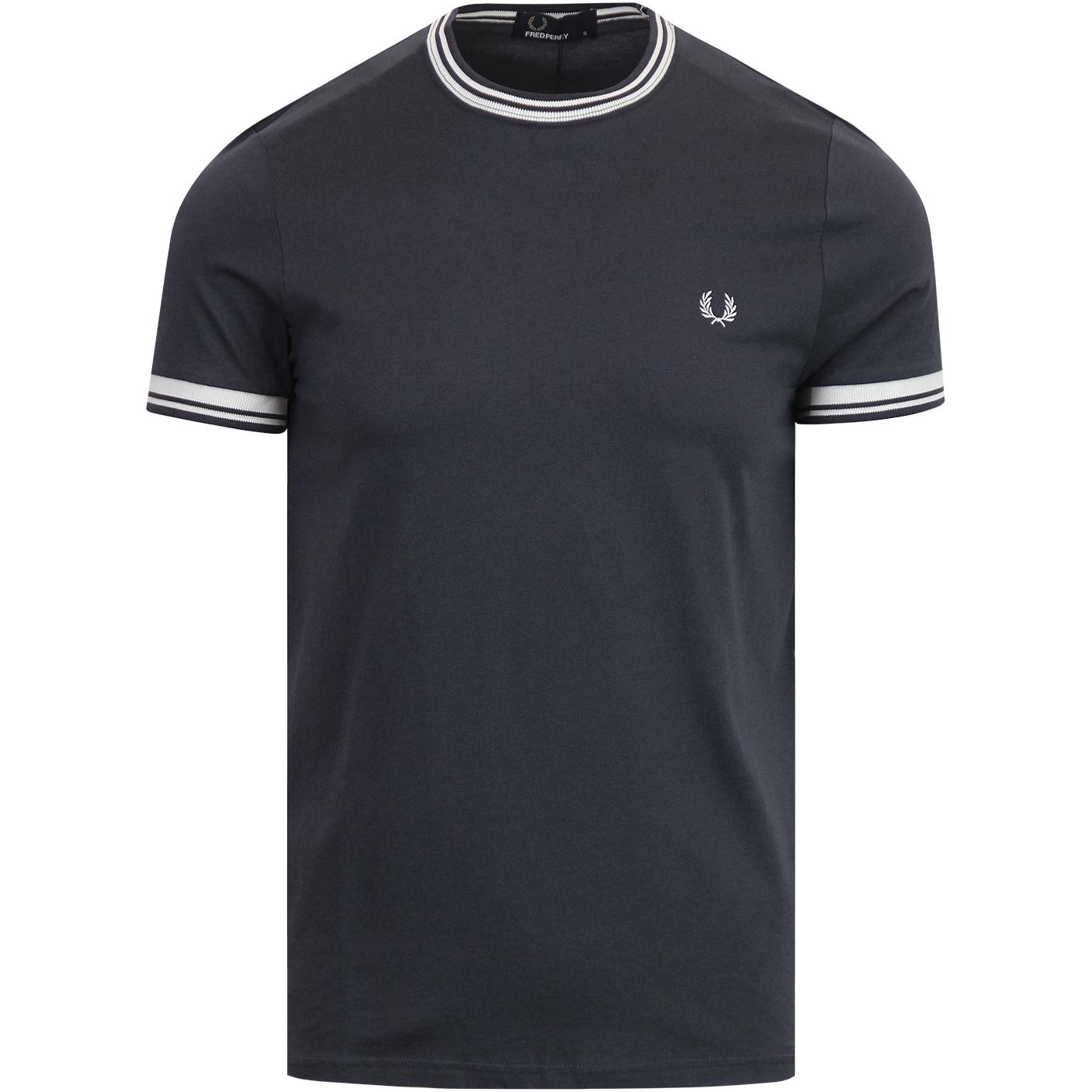 FRED PERRY Retro Mod Twin Tipped Crew Tee Graphite