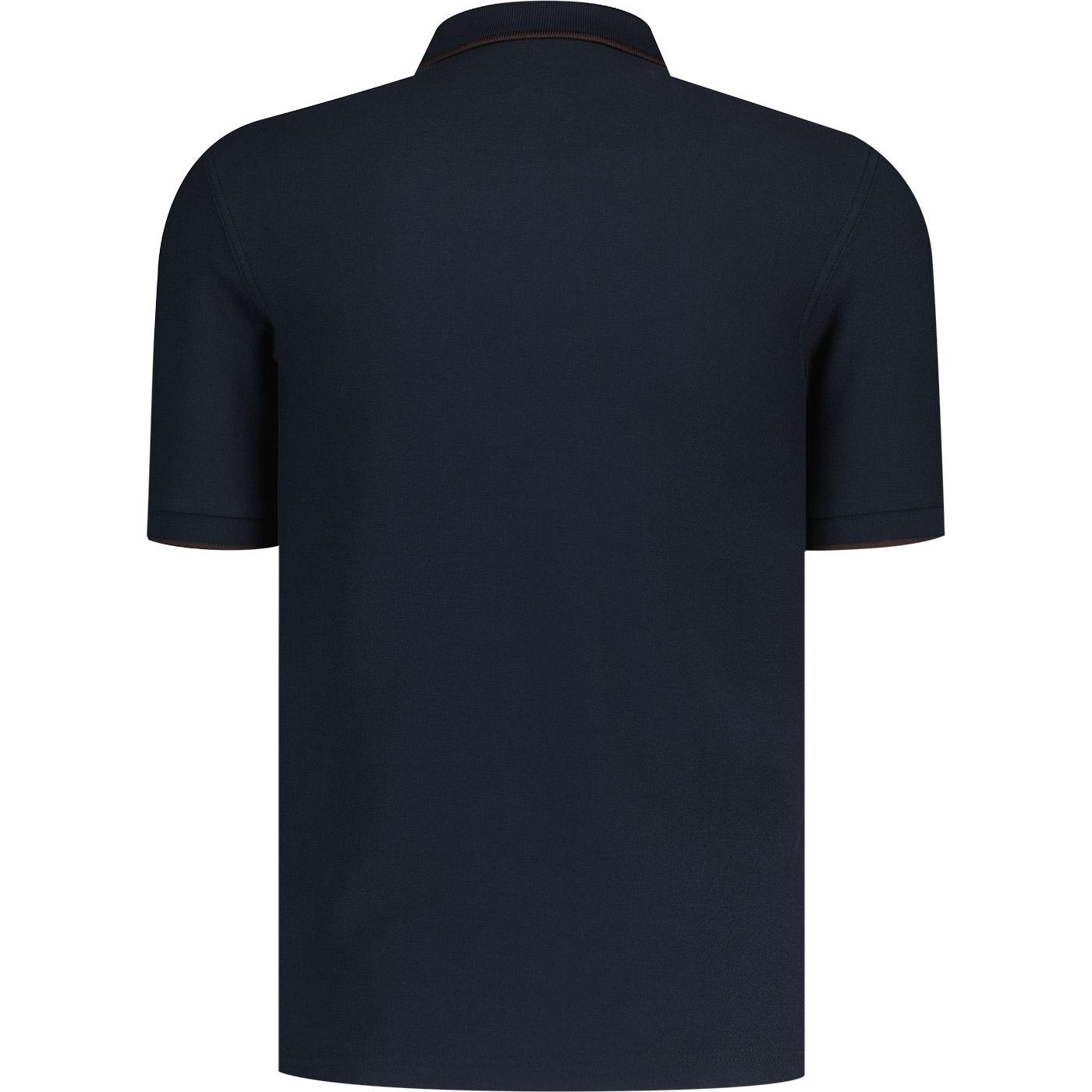 Fred Perry Men s Mod Crepe Pique Zip Neck Polo Shirt in Navy