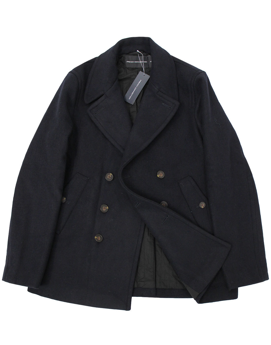 FRENCH CONNECTION men's Retro Mod Melton Peacoat in Marine Blue