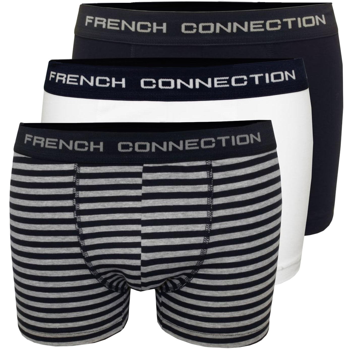 + FRENCH CONNECTION 3 Pack Boxer Shorts W/M/Stripe
