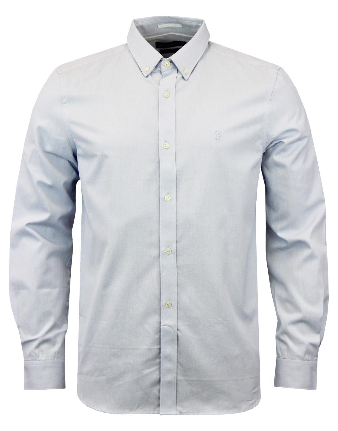 FRENCH CONNECTION Retro 60s Mod Classic Soft Oxford Shirt in Blue