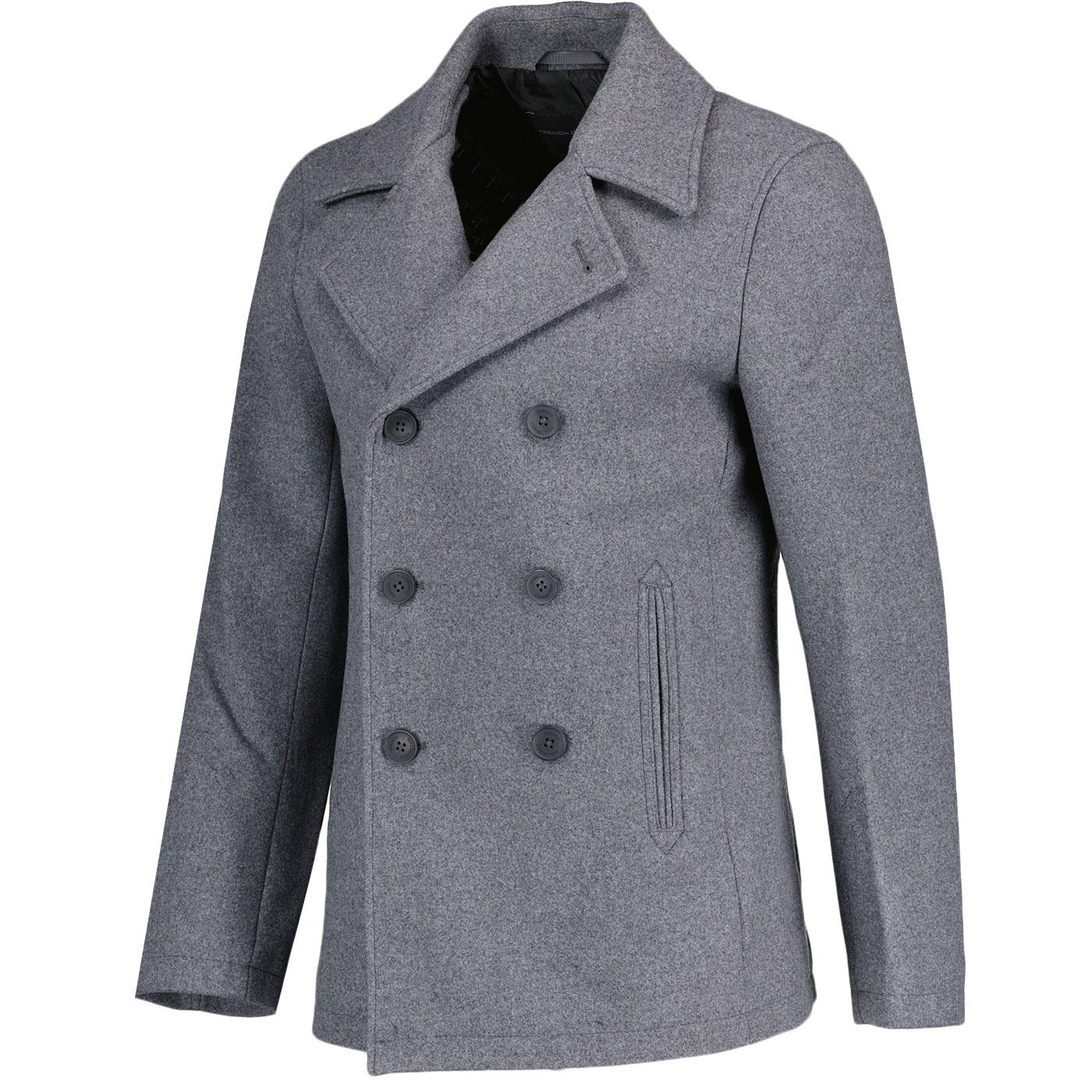 French Connection Double Breasted Mod Peacoat in Light Grey