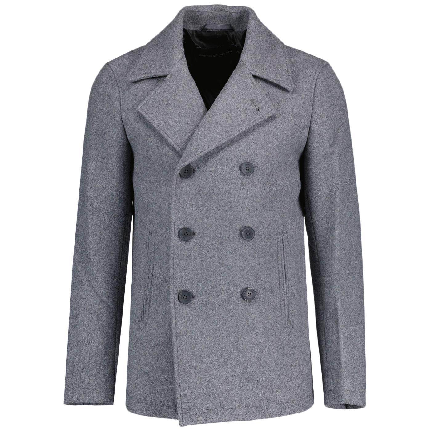 French Connection Double Breasted Mod Peacoat in Light Grey