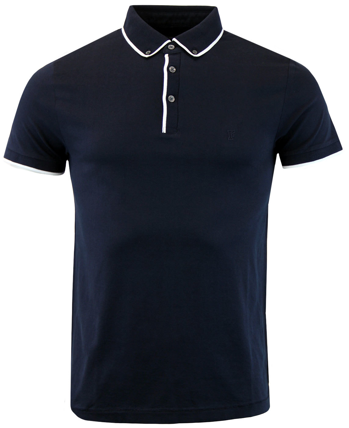 FRENCH CONNECTION Retro Mod Button Down Golf Polo Shirt in Marine