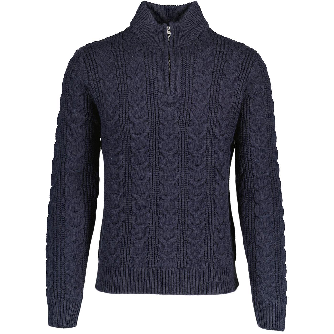 French Connection Half Zip Retro Cable Knit Jumper