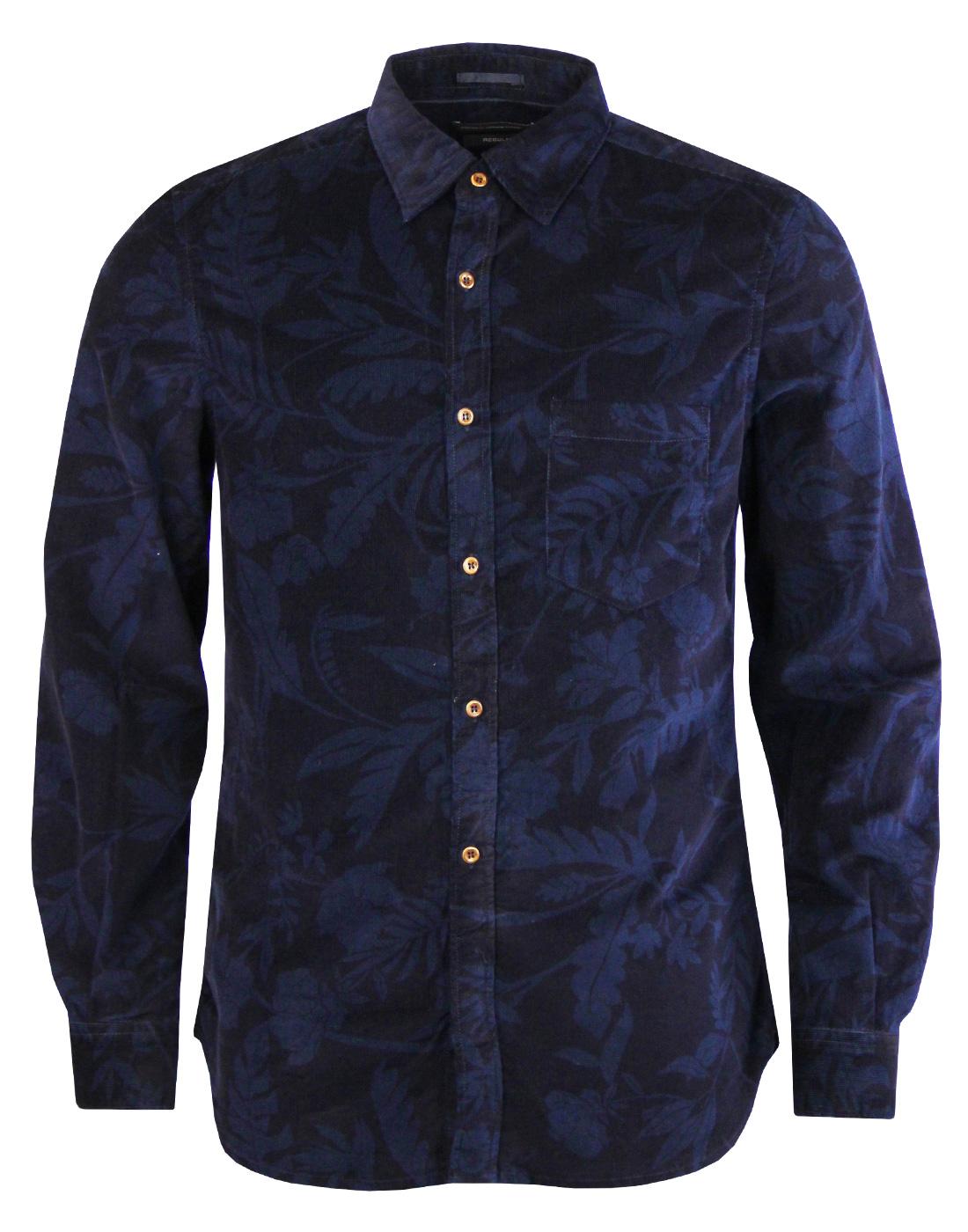 FRENCH CONNECTION Retro Floral Overdye Cord Shirt 