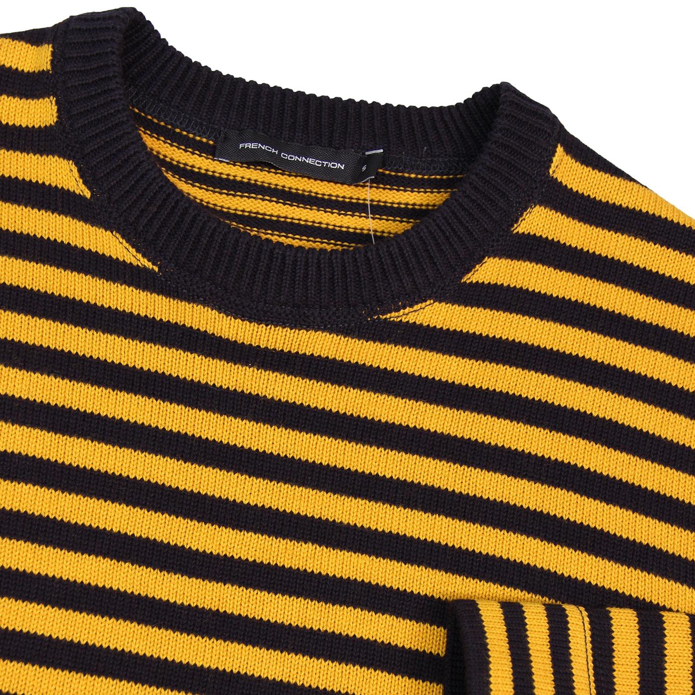 FRENCH CONNECTION Retro Mod Knit Stripe Jumper Yellow