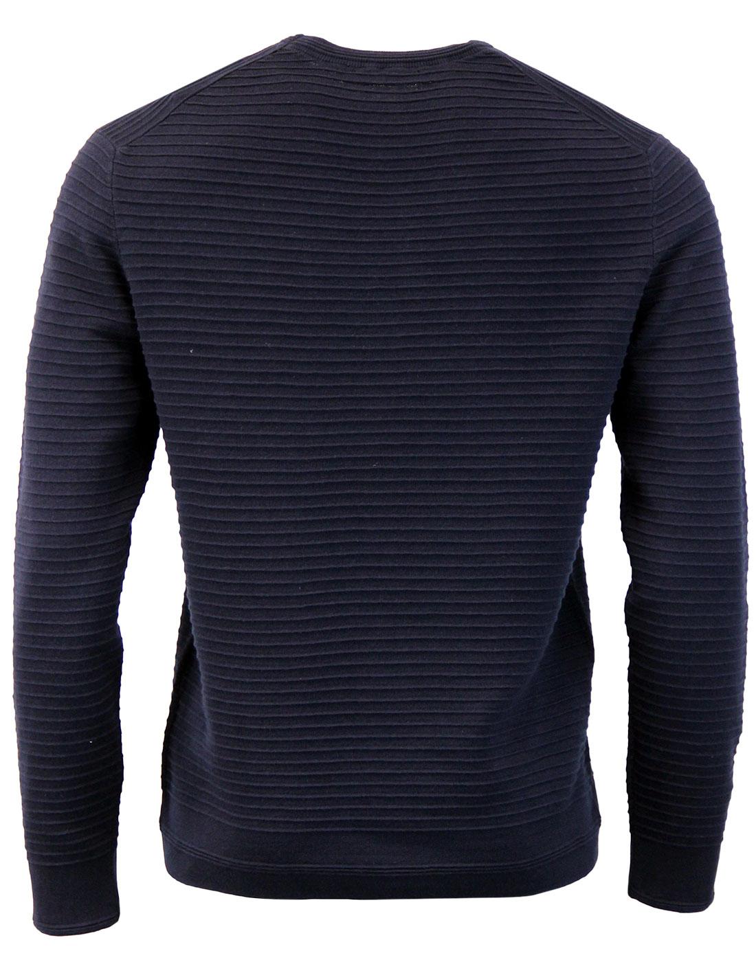 FRENCH CONNECTION Textured Crew Neck Jumper in Marine Blue
