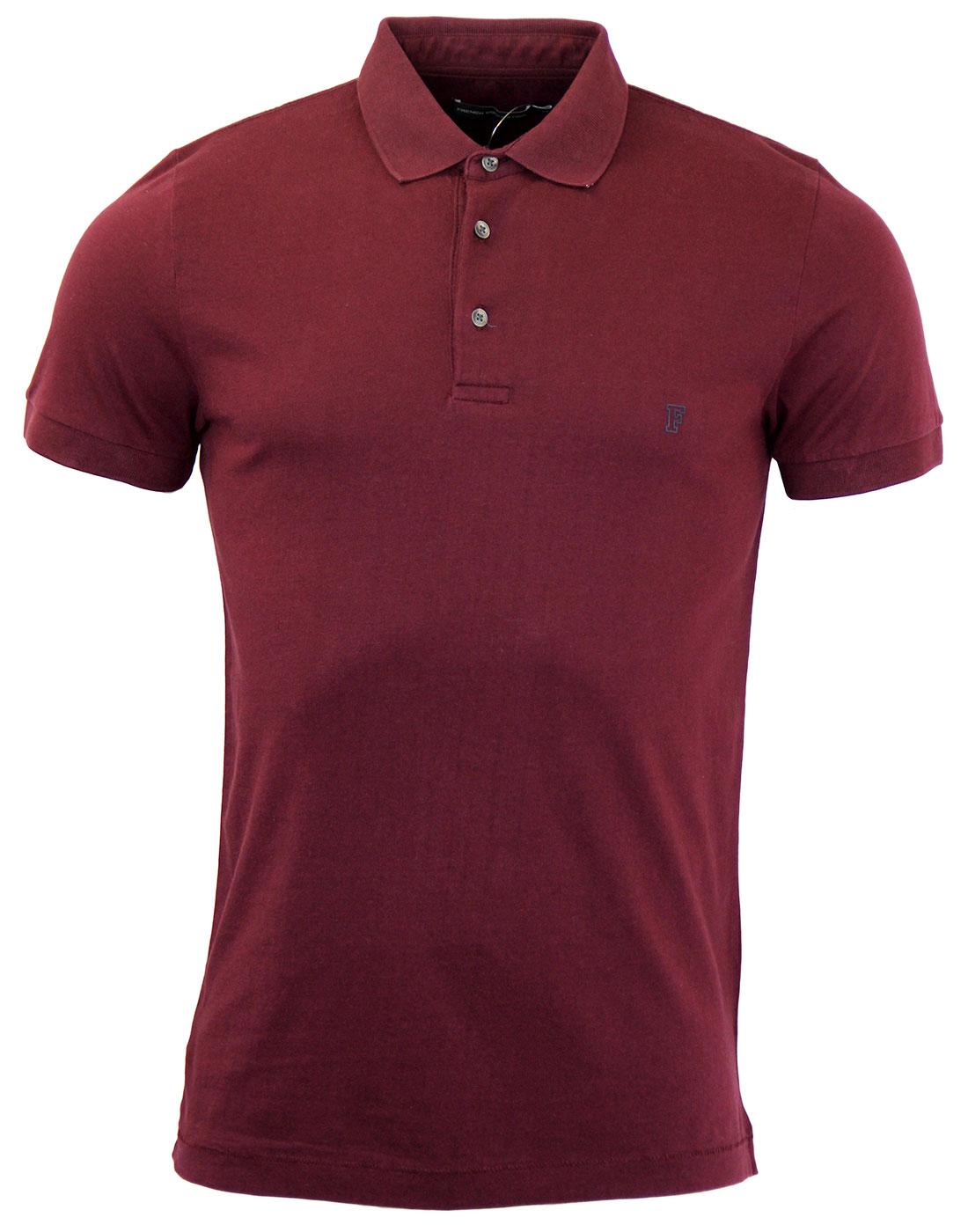 FRENCH CONNECTION Sneezy Retro Mod Jersey Polo Shirt Bordeaux