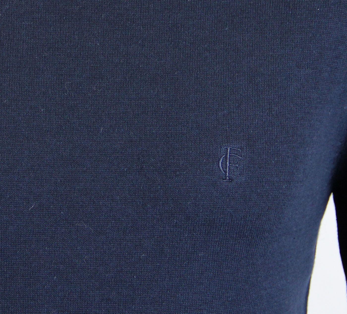 FRENCH CONNECTION Auderly Retro Mod Cotton Crew Neck Jumper Navy