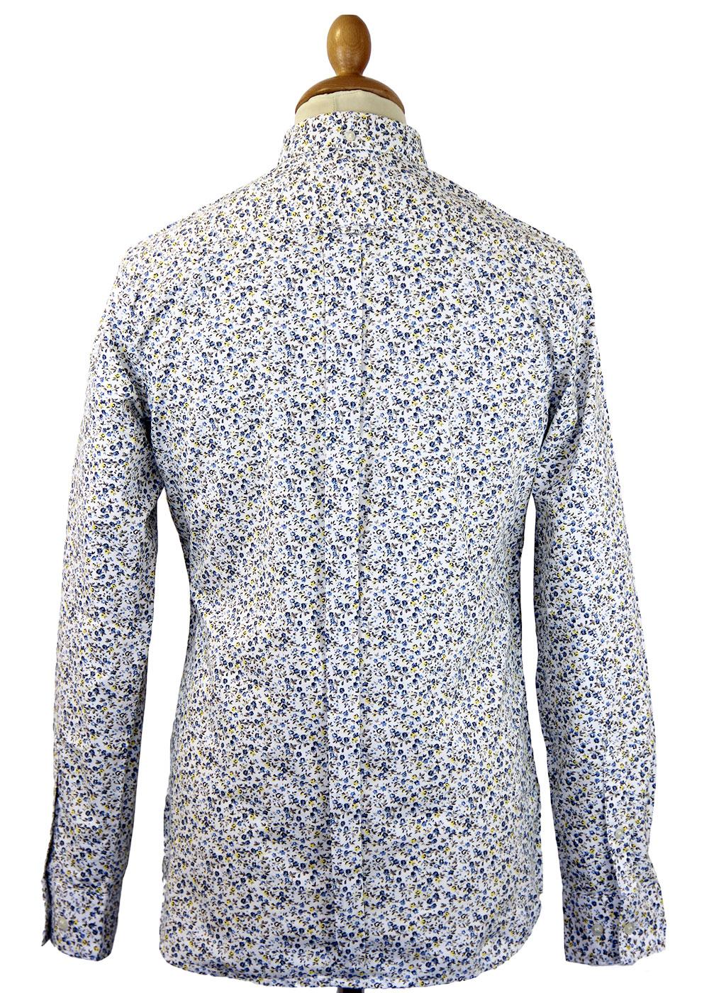 French Connection Floral Print Retro 60s Mod Button Down Shirt