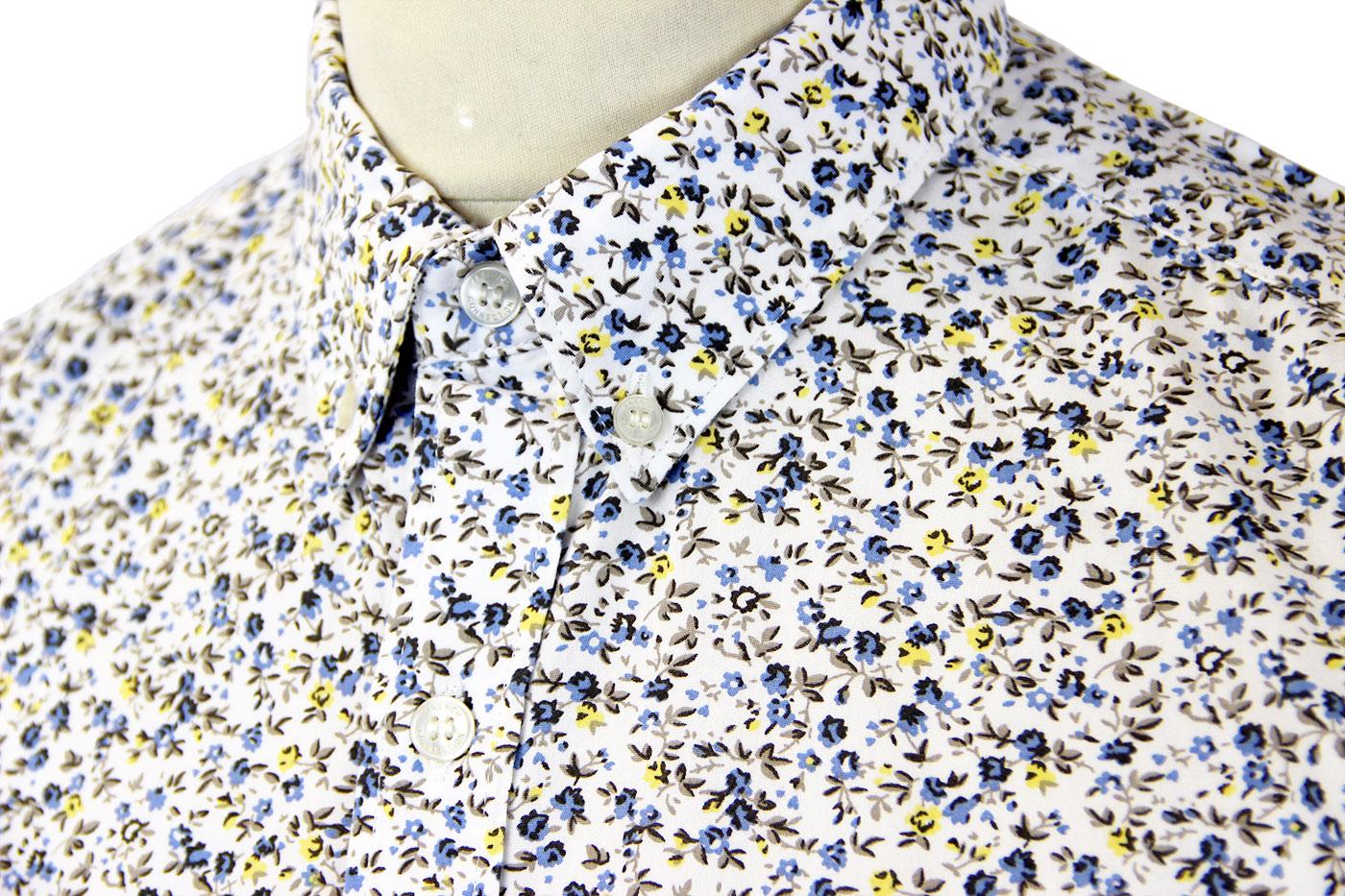 French Connection Floral Print Retro 60s Mod Button Down Shirt