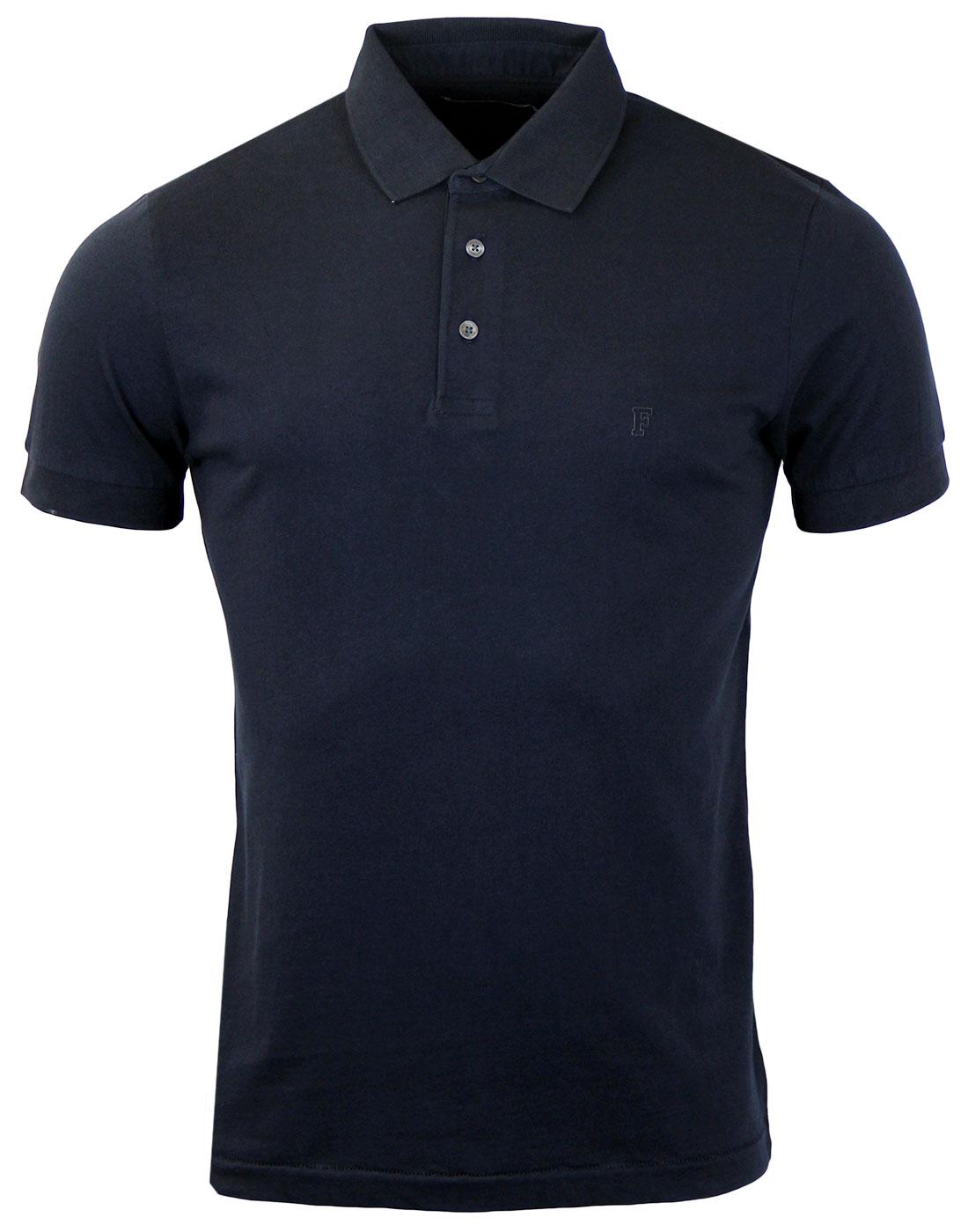FRENCH CONNECTION Sneezy Retro Mod Jersey Polo Shirt in Marine