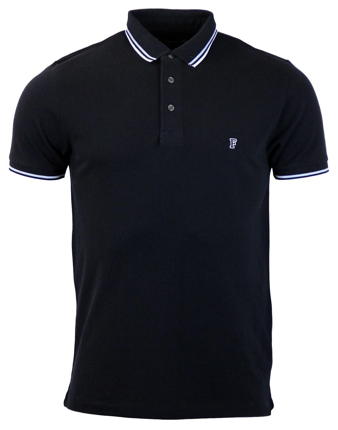 FRENCH CONNECTION Dean Retro Mod Tipped F Polo Shirt in Marine