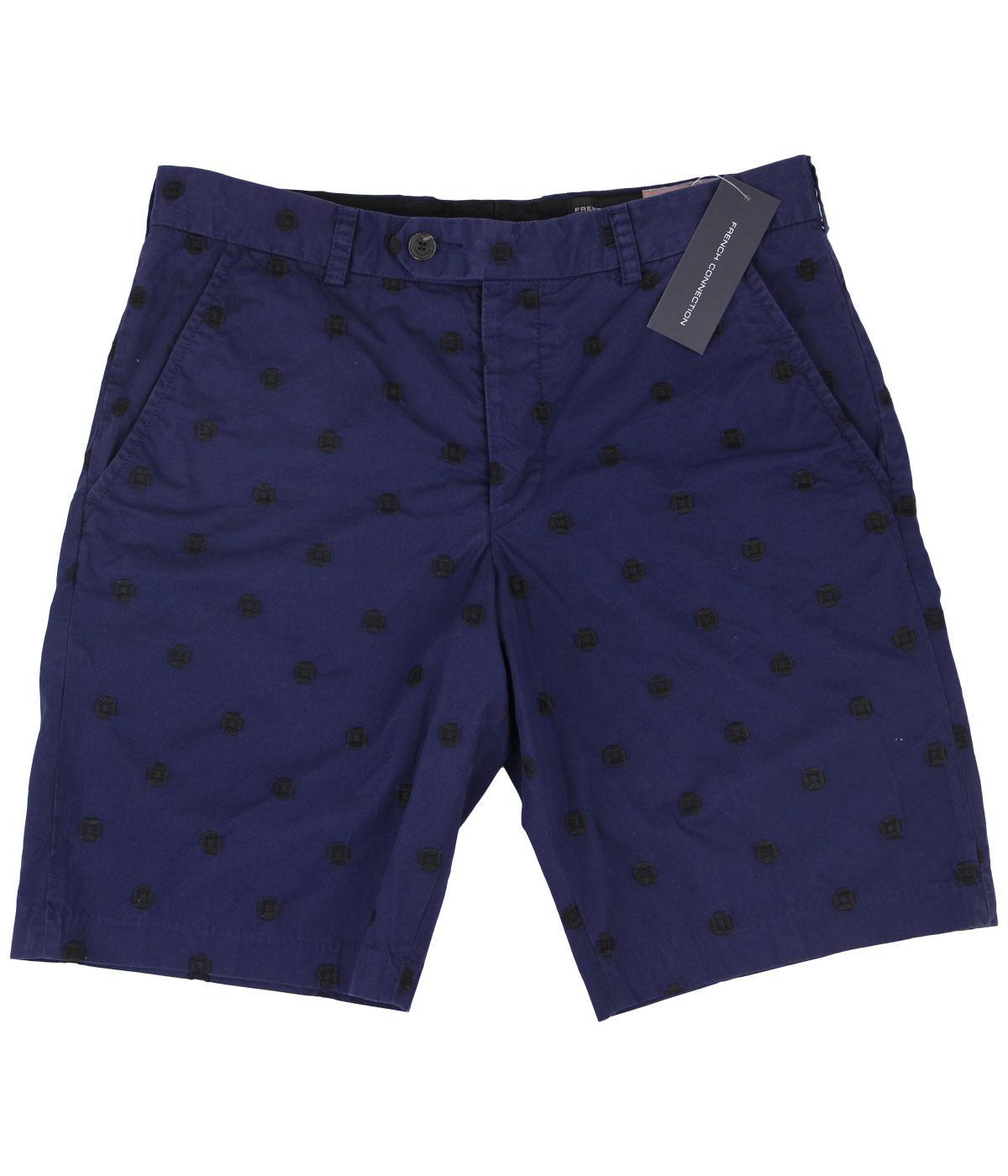FRENCH CONNECTION Isizwe Retro Embroidered Shorts in Blueblood