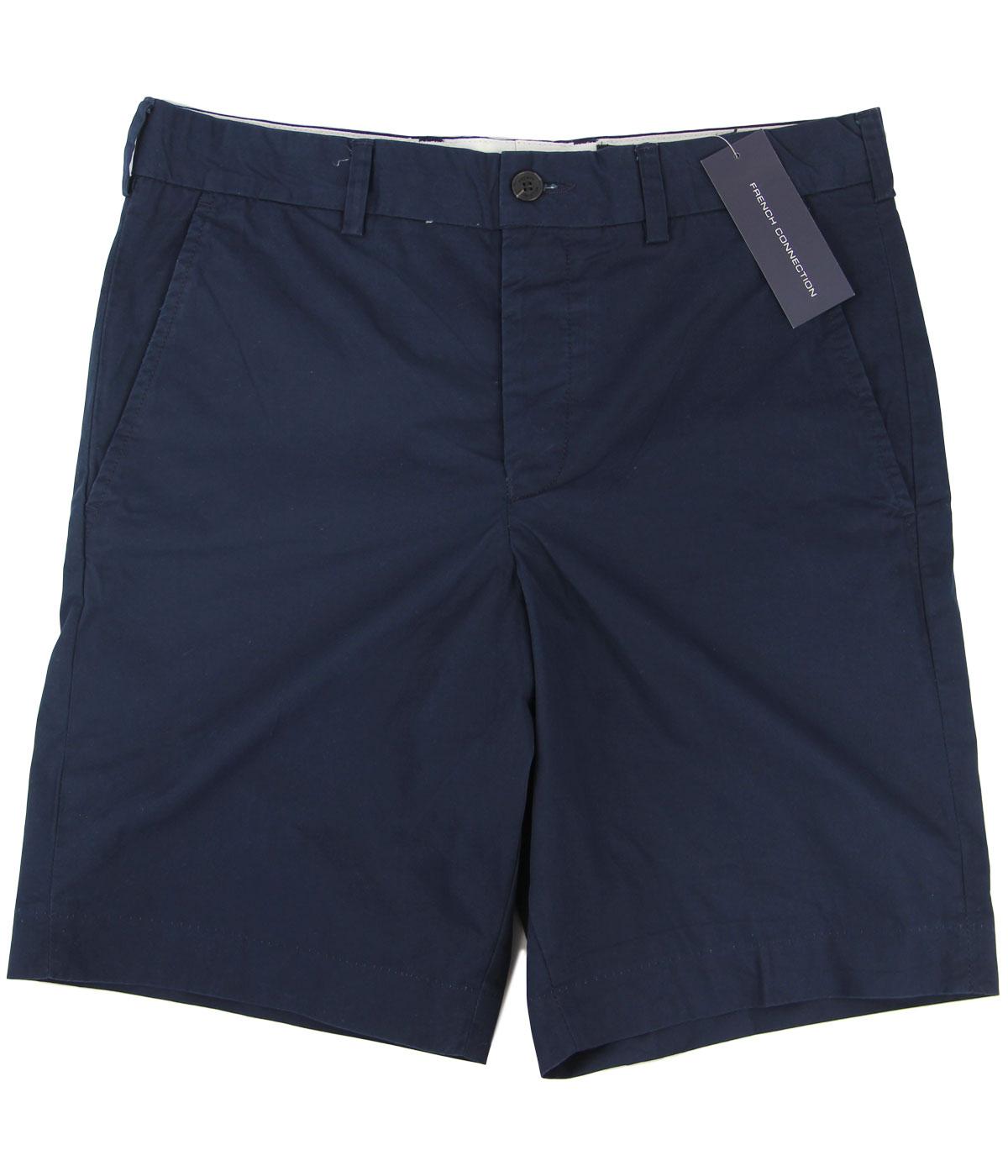 FRENCH CONNECTION Retro Peached Cotton Summer Shorts in Marine