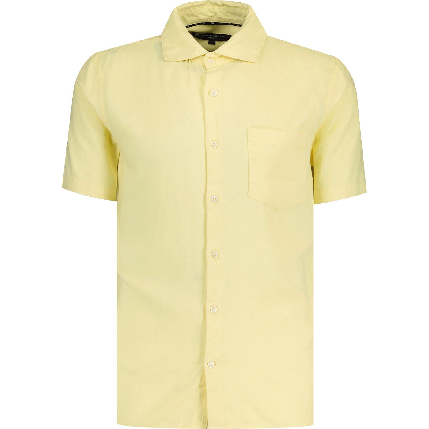 French Connection Short Sleeve Linen Shirt Lemon