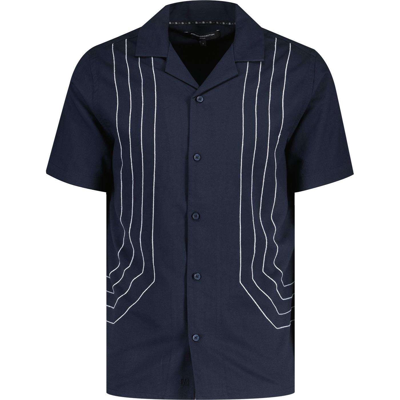 French Connection Border Chainstitch Revere Shirt