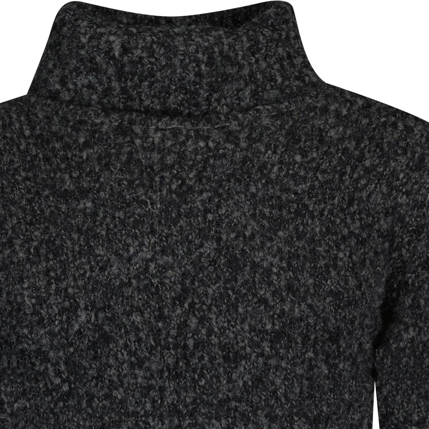 French Connection Twisted Boucle Roll Neck Jumper in Charcoal