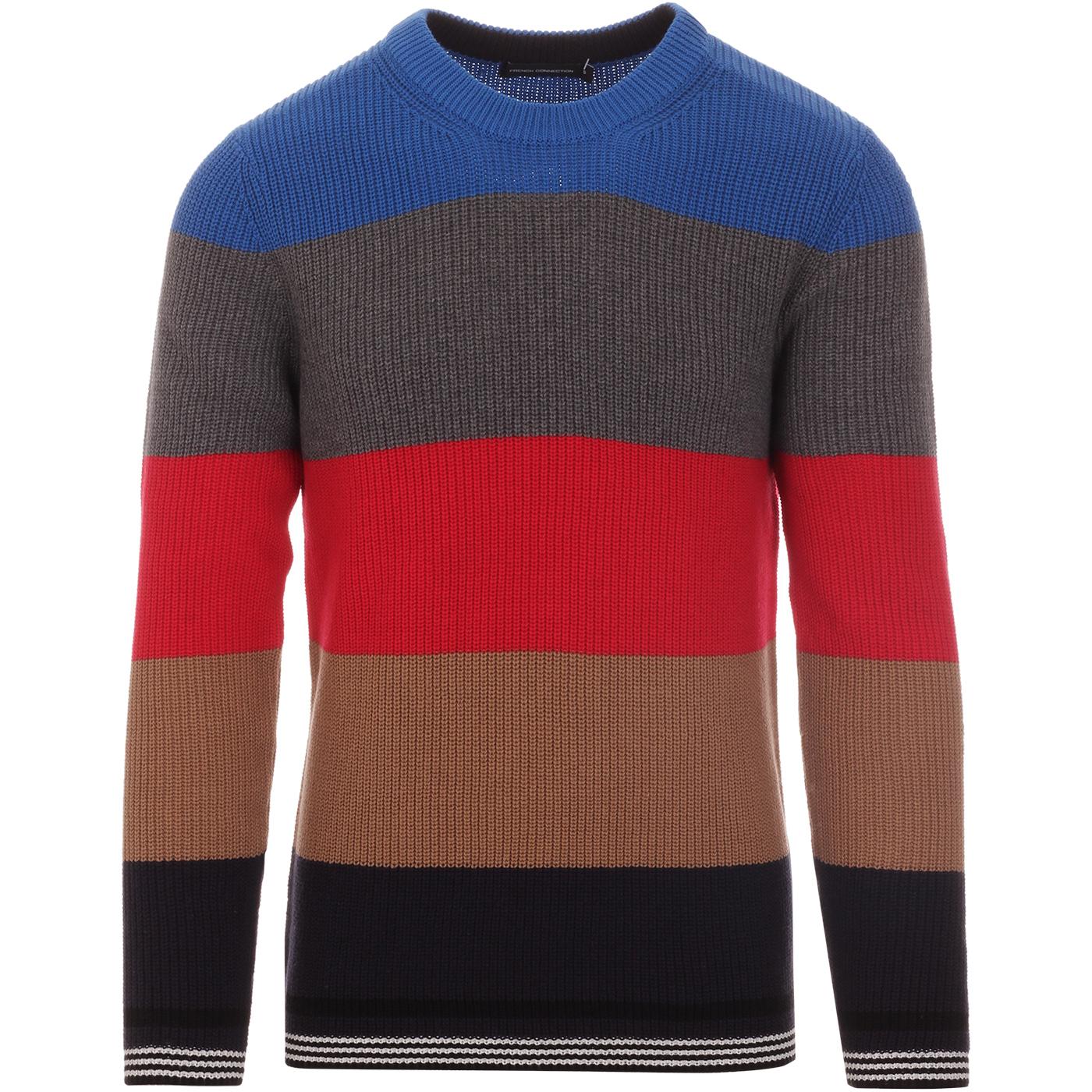 FRENCH CONNECTION Retro Indie Block Stripe Jumper Red