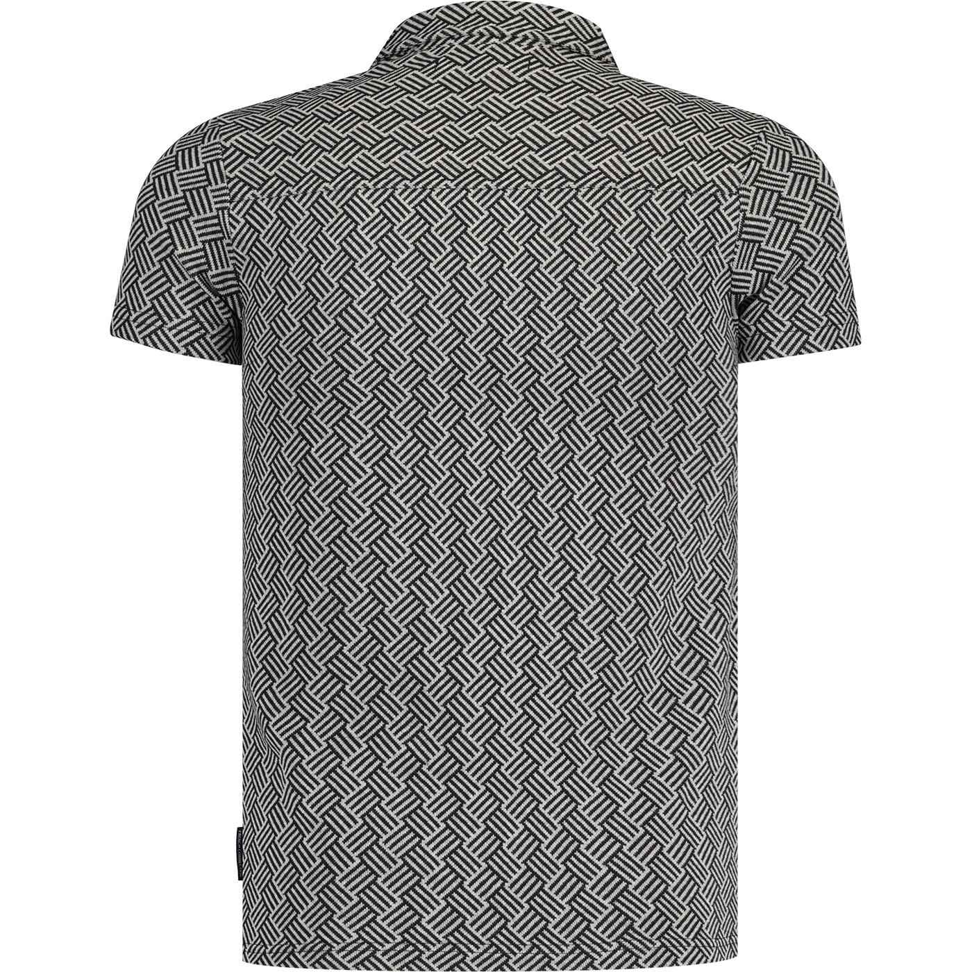 French Connection Cube Trophy Skipper Neck Polo in Marine
