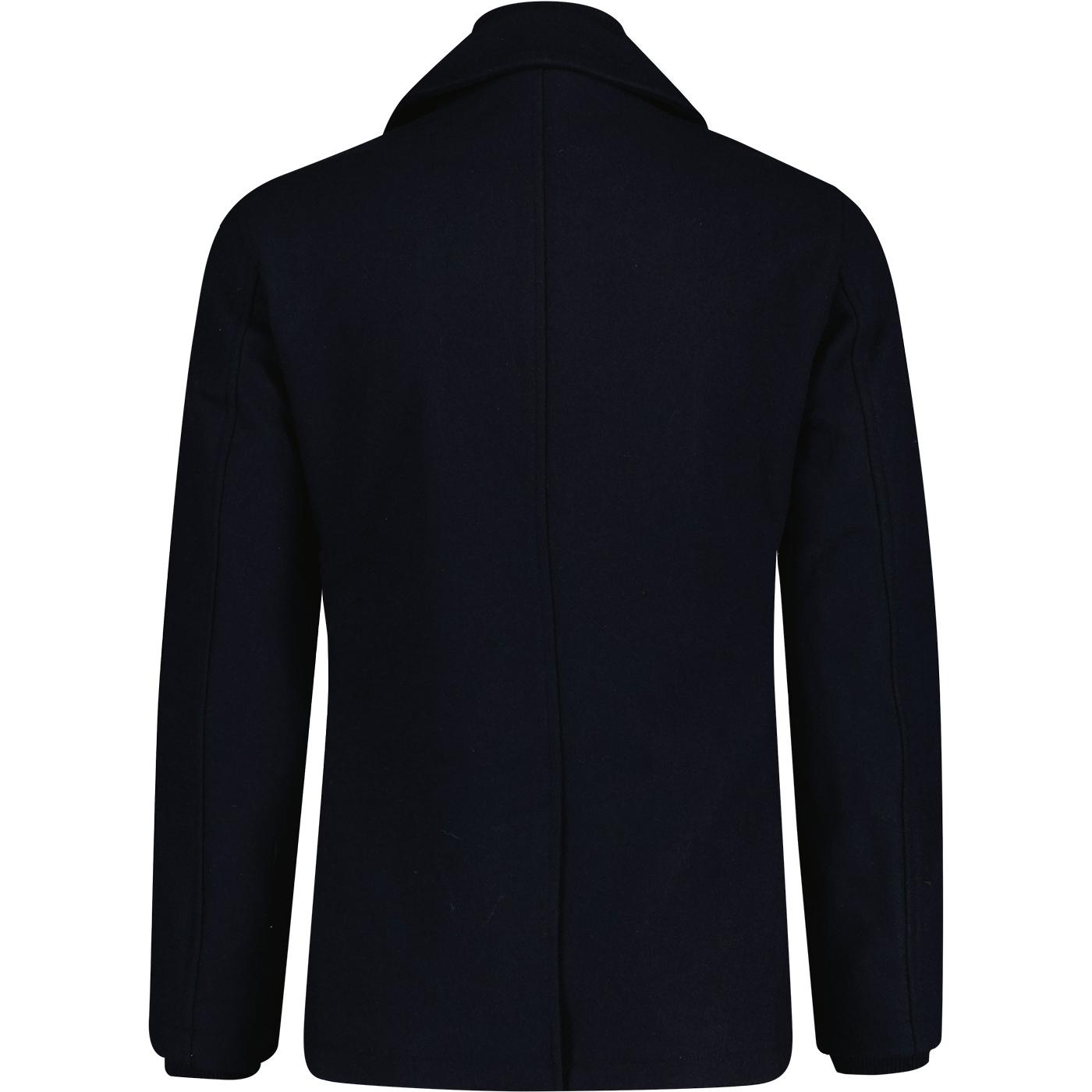 French Connection Double Breasted Layered Pea Coat in Navy