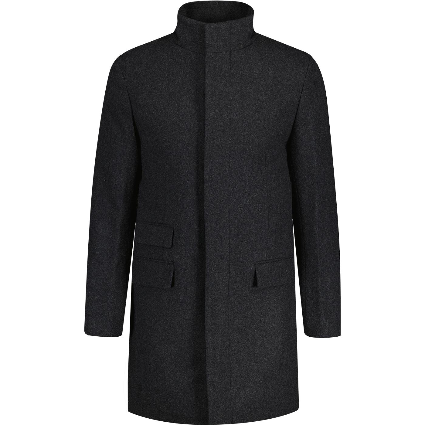French Connection Funnel Neck Wool Overcoat C