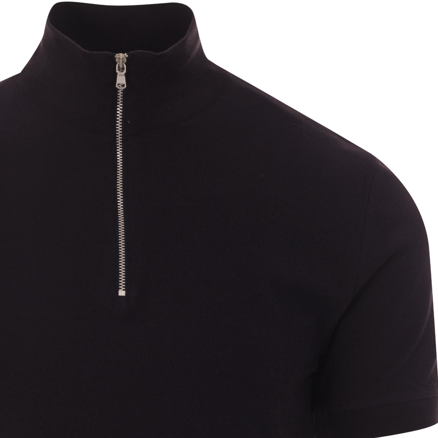 FRENCH CONNECTION Mod Funnel Neck Polo Shirt in Blue