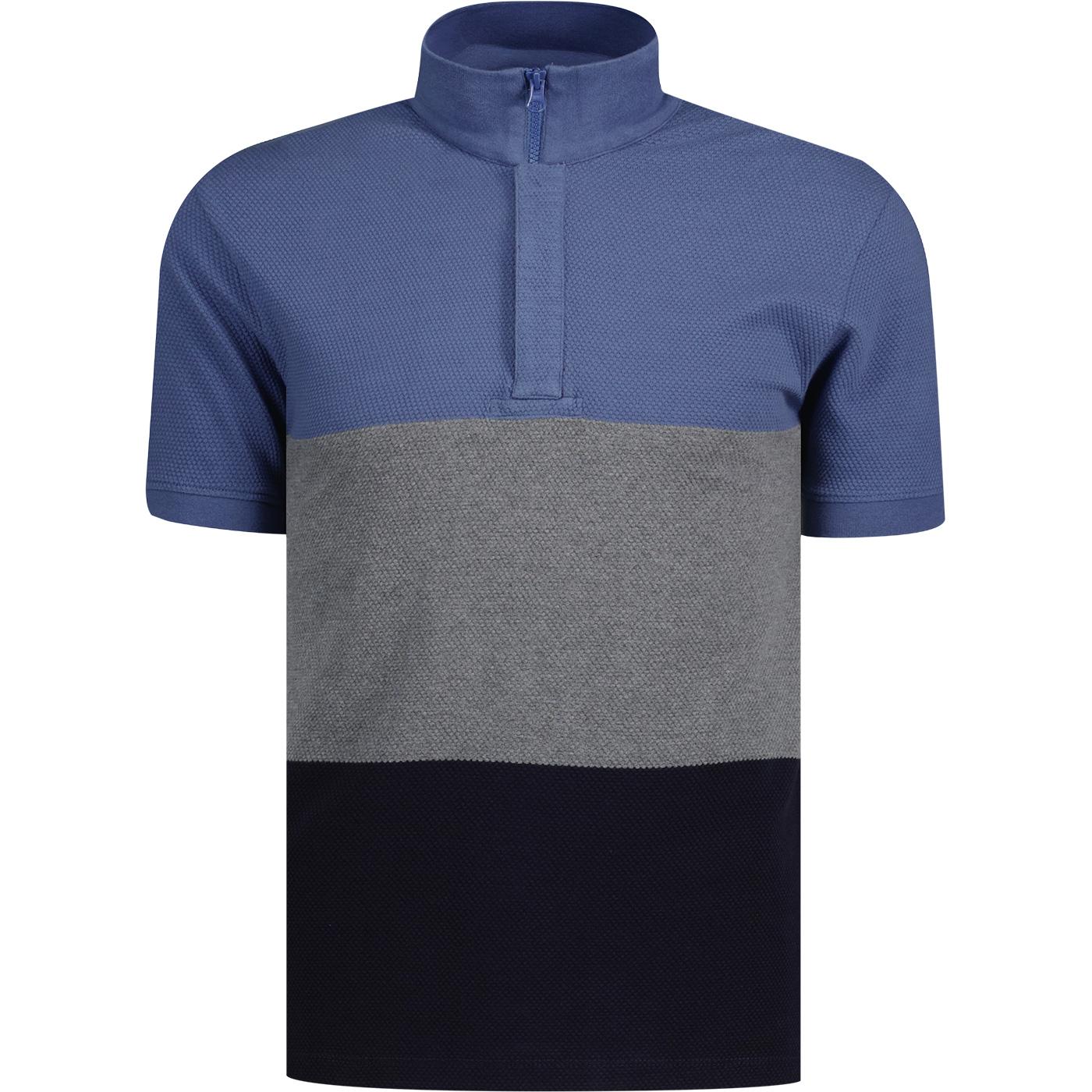 French Connection Wide Stripe Funnel Polo Blue