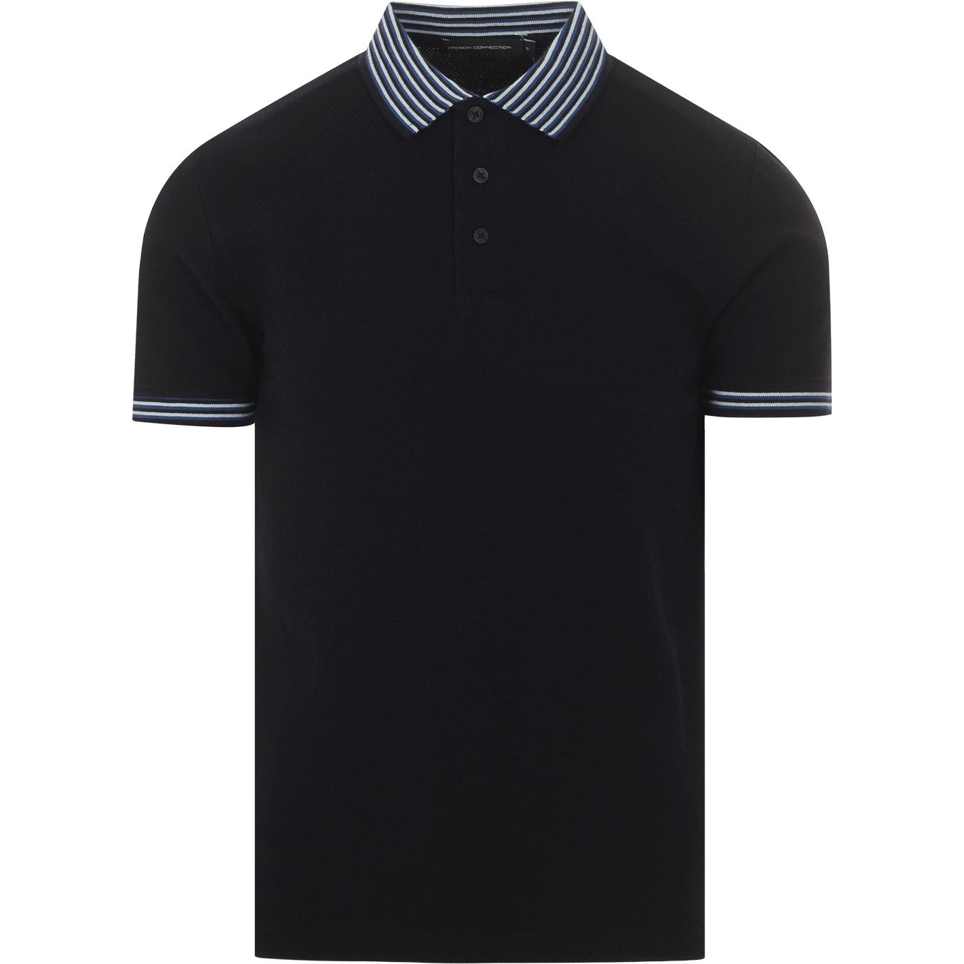 FRENCH CONNECTION Retro Mod Popcorn Jersey Polo Top