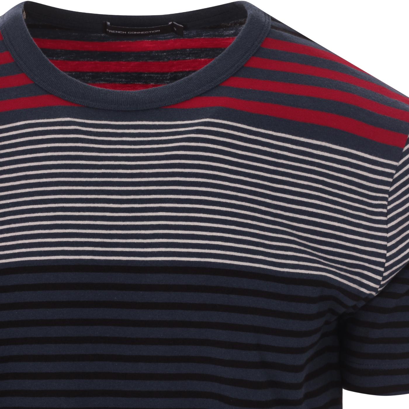 FRENCH CONNECTION Dragged Stripe Men's Retro T-shirt