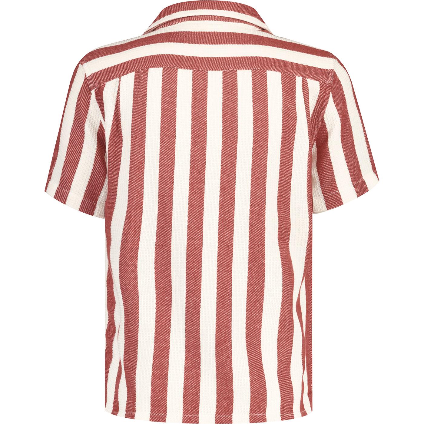 French Connection Waffle Stripe SS Cuban Shirt R/W