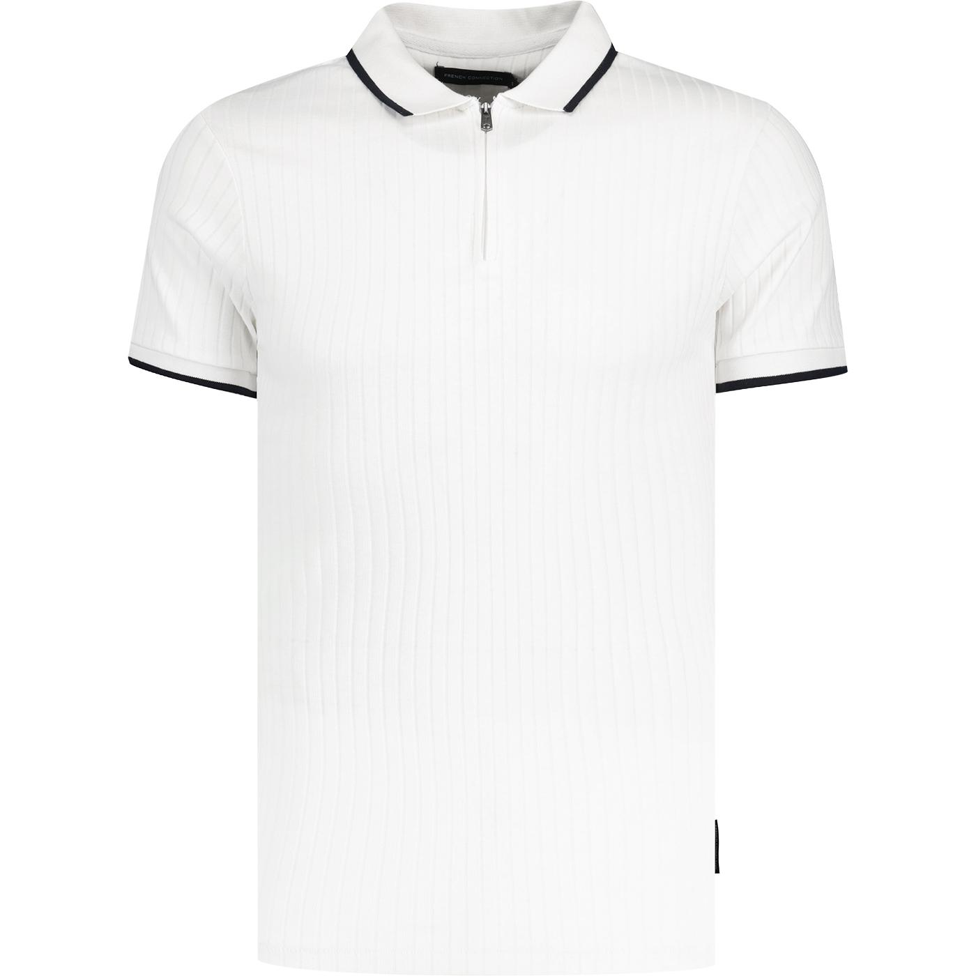 French Connection Vintage Drop Needle Polo White