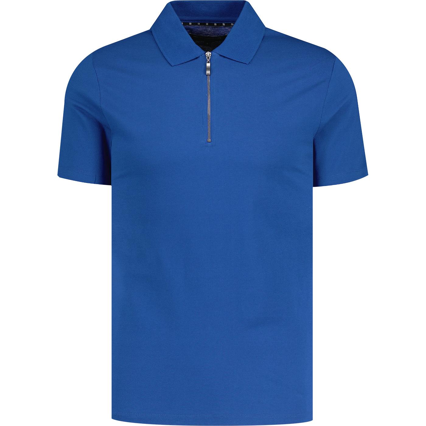 French Connection Zip Pique Polo Shirt (True Blue)