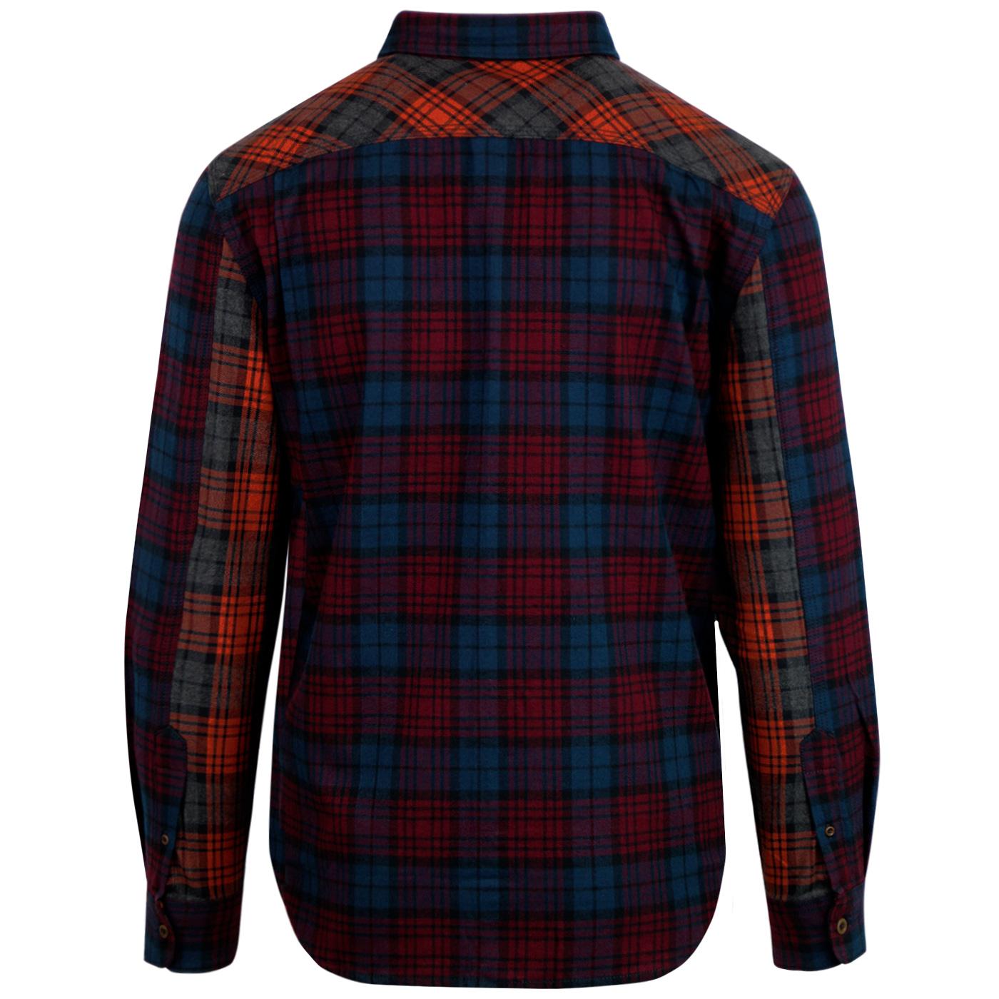 FRENCH CONNECTION Retro Mod Flannel Tartan Shirt in Red