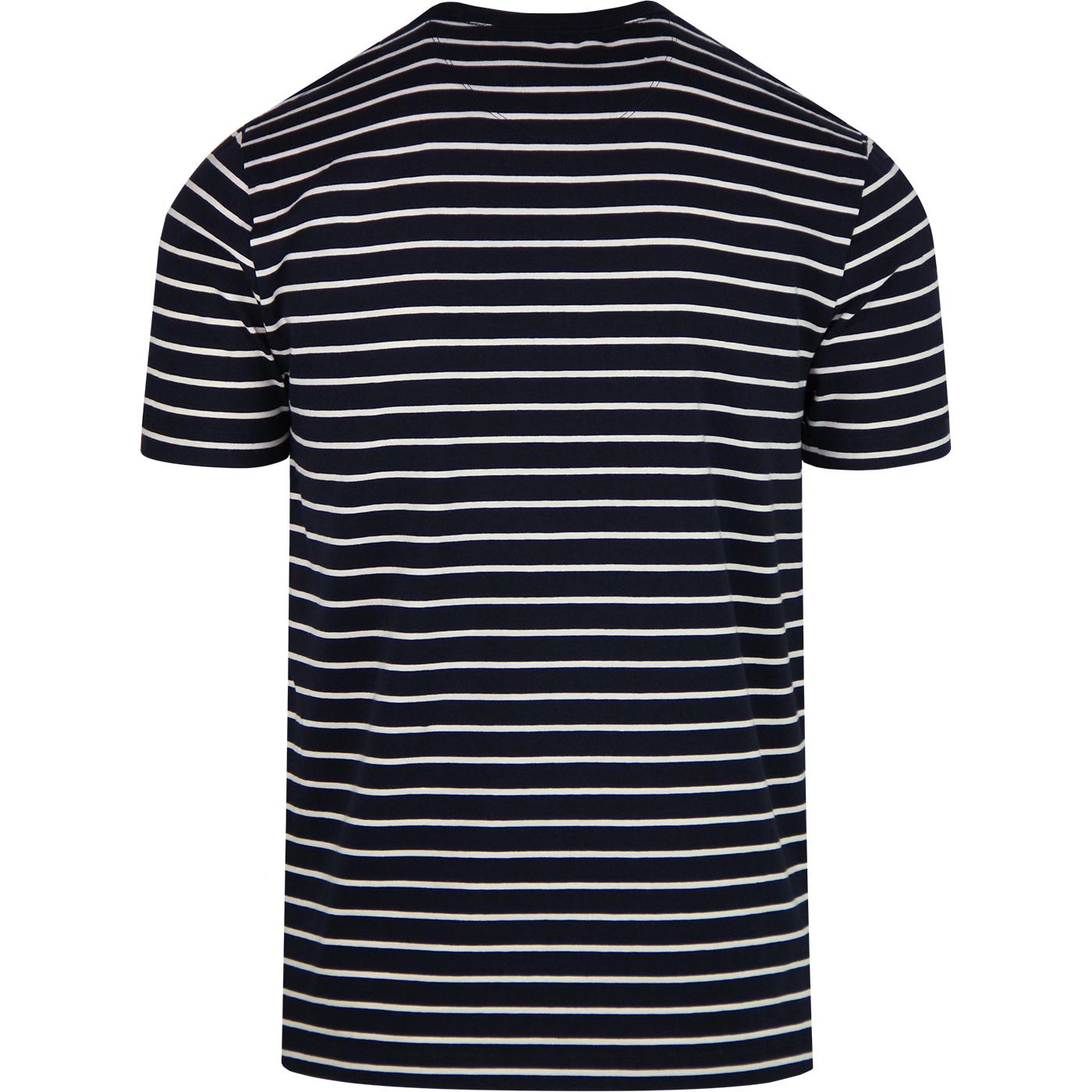 FRENCH CONNECTION Retro Mod Stripe Crew T-shirt in Navy