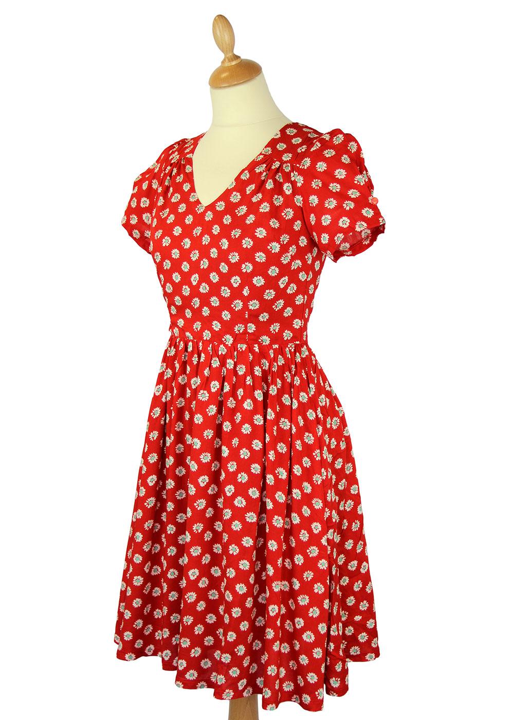 FRIDAY ON MY MIND Fleur Retro 50s Vintage Style Floral Dress Red