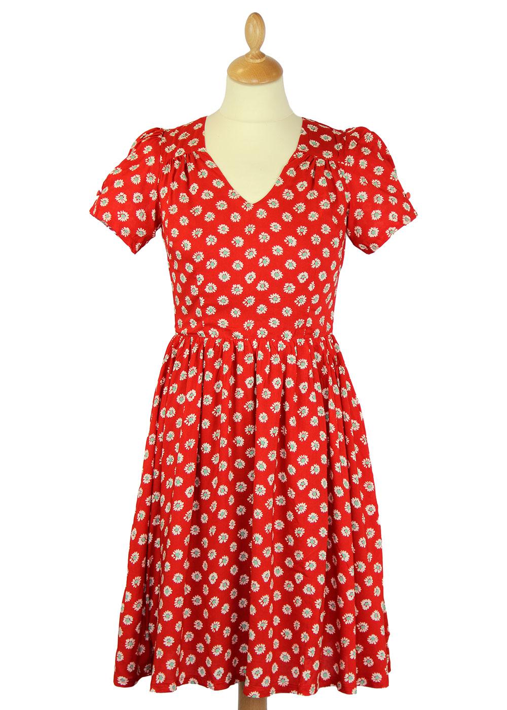 FRIDAY ON MY MIND Fleur Retro 50s Vintage Style Floral Dress Red