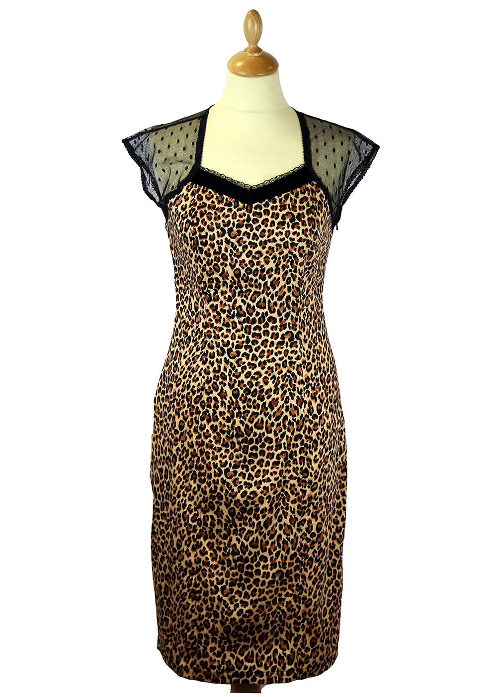 FRIDAY ON MY MIND Kitty Retro 60s Leopard Print Pencil Dress