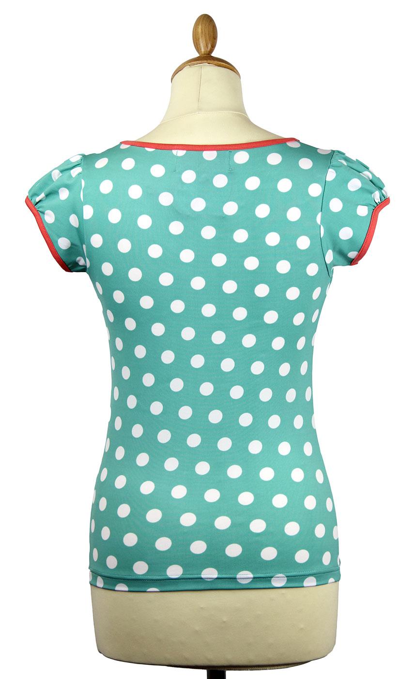 Friday On My Mind Retro 60s Mod style Polka Dot Top in Mint