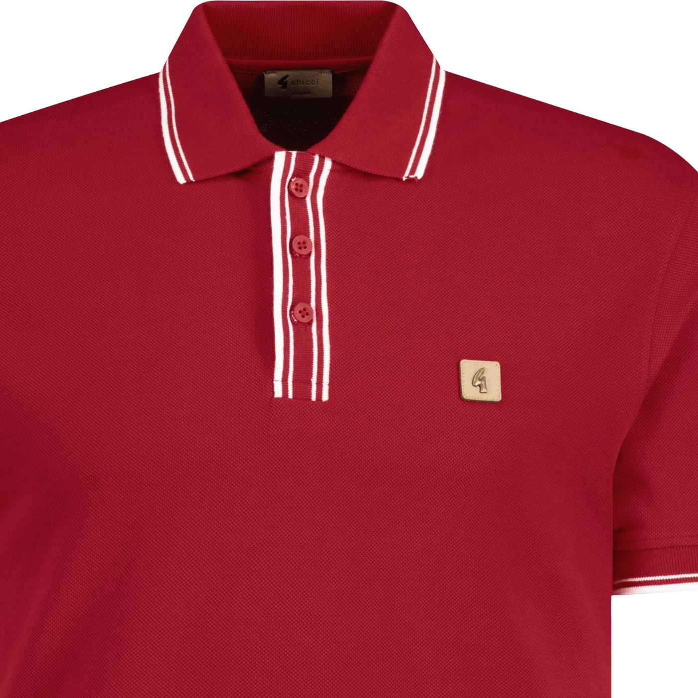 Gabicci Vintage Jordon retro Twin Tipped Pique Polo Red